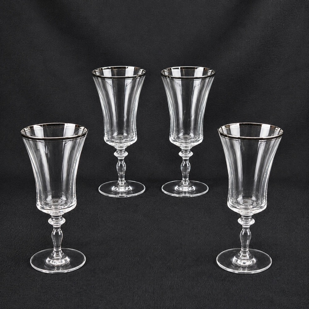 Mikasa Jamestown Platinum Ice Tea Wine Goblets Set of 4 Crystal 8.75" Austria